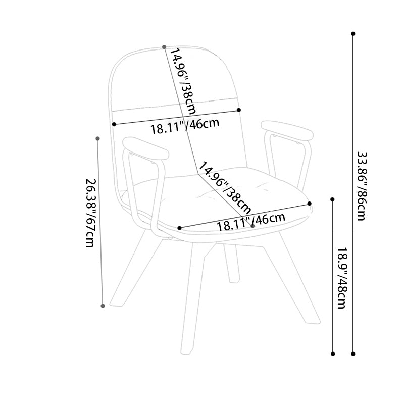Modern Minimalist Scratch-resistant Leather Solid Wood Plywood Four-Leg Swivel Office Chair - Desk Chair With Armrests & Backrest For Home Office DFM-F
