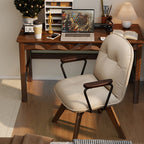 Modern Minimalist Scratch-resistant Leather Solid Wood Plywood Four-Leg Swivel Office Chair - Desk Chair With Armrests & Backrest For Home Office DFM-F