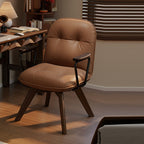 Modern Minimalist Scratch-resistant Leather Solid Wood Plywood Four-Leg Swivel Office Chair - Desk Chair With Armrests & Backrest For Home Office DFM-F