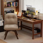 Modern Minimalist Scratch-resistant Leather Solid Wood Plywood Four-Leg Swivel Office Chair - Desk Chair With Armrests & Backrest For Home Office DFM-F