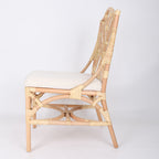 Contemporary Scandinavian Handwoven Natural Rattan Dining Chair With Waterproof Cushioned - Back Chair For Indoor & Outdoor Use Lumendat