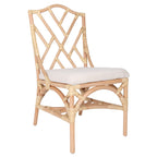 Contemporary Scandinavian Handwoven Natural Rattan Dining Chair With Waterproof Cushioned - Back Chair For Indoor & Outdoor Use Lumendat