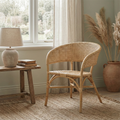 Contemporary Nordic Natural Rattan Weaving Dining Chair - Patio Chair For Dining Room & Outdoor Lumendat