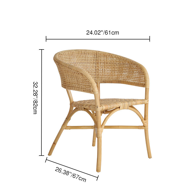 Contemporary Nordic Natural Rattan Weaving Dining Chair - Patio Chair For Dining Room & Outdoor Lumendat