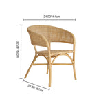 Contemporary Nordic Natural Rattan Weaving Dining Chair - Patio Chair For Dining Room & Outdoor Lumendat