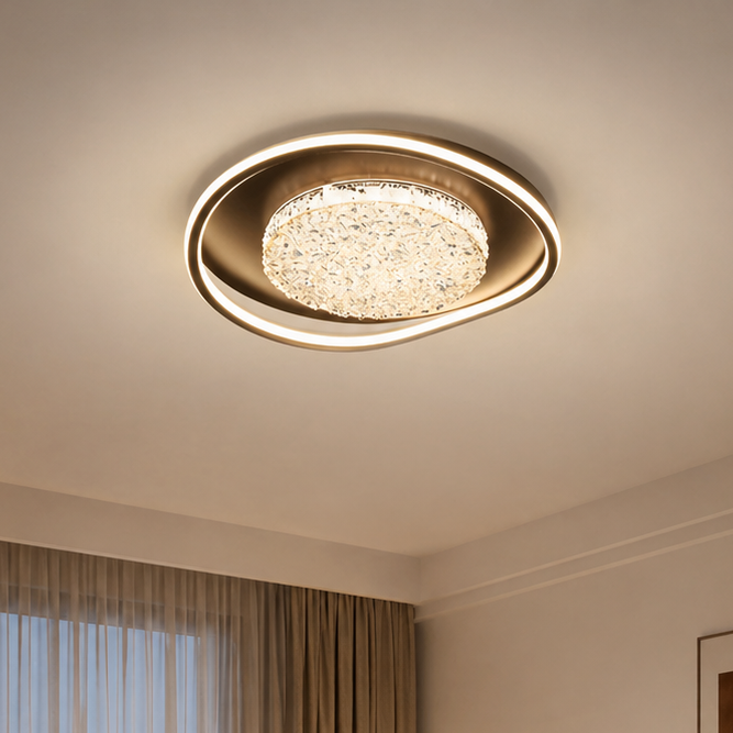 Modern Luxury Iron Aluminum Alloy Acrylic Aluminum Resin Pebble-shaped LED Flush Mount Ceiling Light For Living Room Bedroom