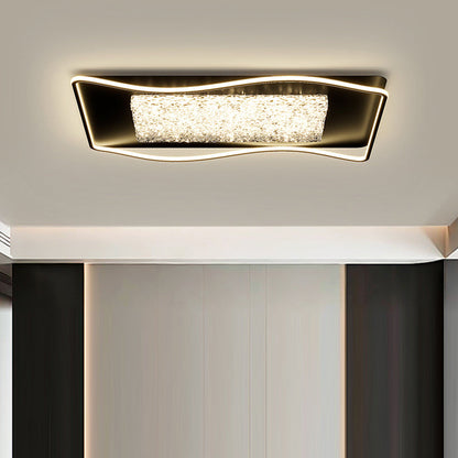 Modern Luxury Iron Aluminum Alloy Acrylic Resin Square Rectangular LED Flush Mount Ceiling Light For Living Room Bedroom