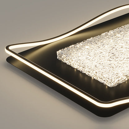 Modern Luxury Iron Aluminum Alloy Acrylic Resin Square Rectangular LED Flush Mount Ceiling Light For Living Room Bedroom