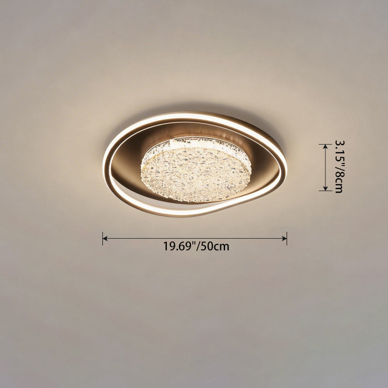 Modern Luxury Iron Aluminum Alloy Acrylic Aluminum Resin Pebble-shaped LED Flush Mount Ceiling Light For Living Room Bedroom