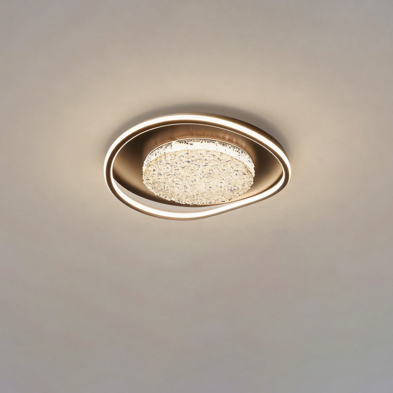 Modern Luxury Iron Aluminum Alloy Acrylic Aluminum Resin Pebble-shaped LED Flush Mount Ceiling Light For Living Room Bedroom