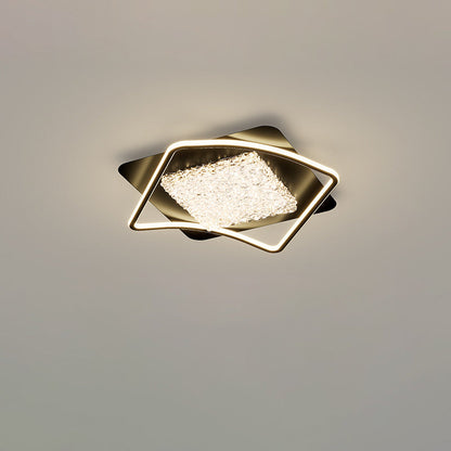 Modern Luxury Iron Aluminum Alloy Acrylic Resin Square Rectangular LED Flush Mount Ceiling Light For Living Room Bedroom