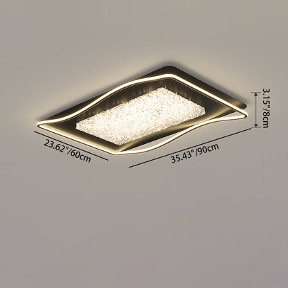 Modern Luxury Iron Aluminum Alloy Acrylic Resin Square Rectangular LED Flush Mount Ceiling Light For Living Room Bedroom