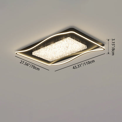 Modern Luxury Iron Aluminum Alloy Acrylic Resin Square Rectangular LED Flush Mount Ceiling Light For Living Room Bedroom