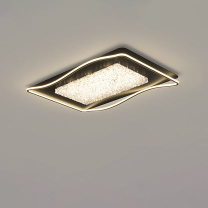 Modern Luxury Iron Aluminum Alloy Acrylic Resin Square Rectangular LED Flush Mount Ceiling Light For Living Room Bedroom