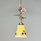 Traditional French Romantic Iron & Ceramic Floral 1-Light Pendant Light For Bedroom & Living Room