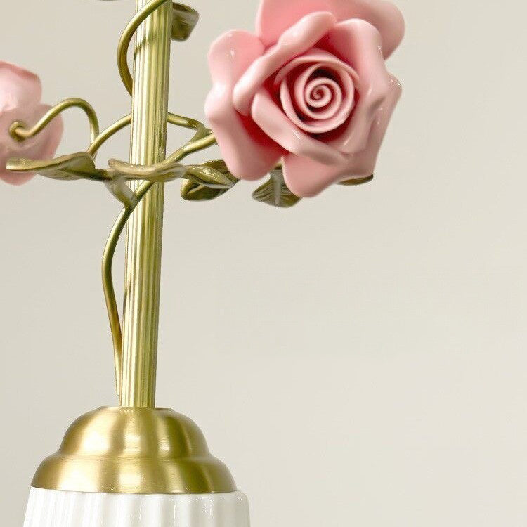 Traditional French Romantic Iron & Ceramic Floral 1-Light Pendant Light For Bedroom & Living Room