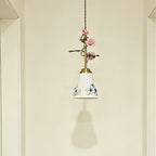 Traditional French Romantic Iron & Ceramic Floral 1-Light Pendant Light For Bedroom & Living Room