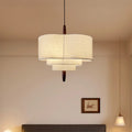 Traditional Vintage Irregular Shape Iron Solid Wood Fabric 1-light Pendant Light for Dining Room BulbSquare