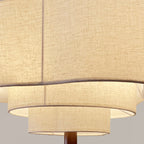 Traditional Vintage Irregular Shape Iron Solid Wood Fabric 1-light Pendant Light for Dining Room BulbSquare