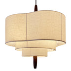 Traditional Vintage Irregular Shape Iron Solid Wood Fabric 1-light Pendant Light for Dining Room BulbSquare