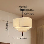 Traditional Vintage Irregular Shape Iron Solid Wood Fabric 1-light Pendant Light for Dining Room BulbSquare