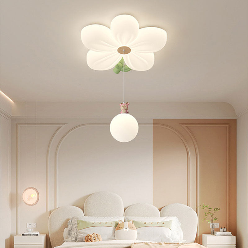Lumendat Contemporary Creative Kids Flower Shaped Iron Plastic LED Flush Mount Ceiling Light For Bedroom Lumendat