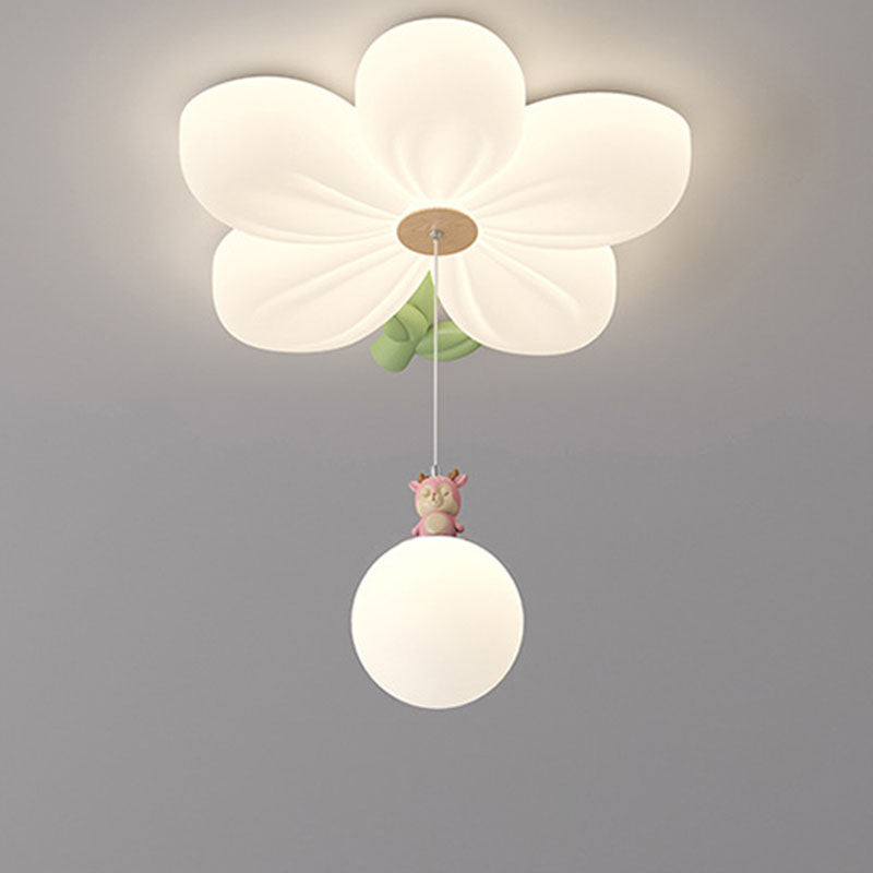 Lumendat Contemporary Creative Kids Flower Shaped Iron Plastic LED Flush Mount Ceiling Light For Bedroom Lumendat
