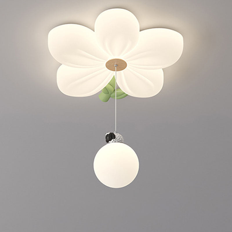Lumendat Contemporary Creative Kids Flower Shaped Iron Plastic LED Flush Mount Ceiling Light For Bedroom Lumendat
