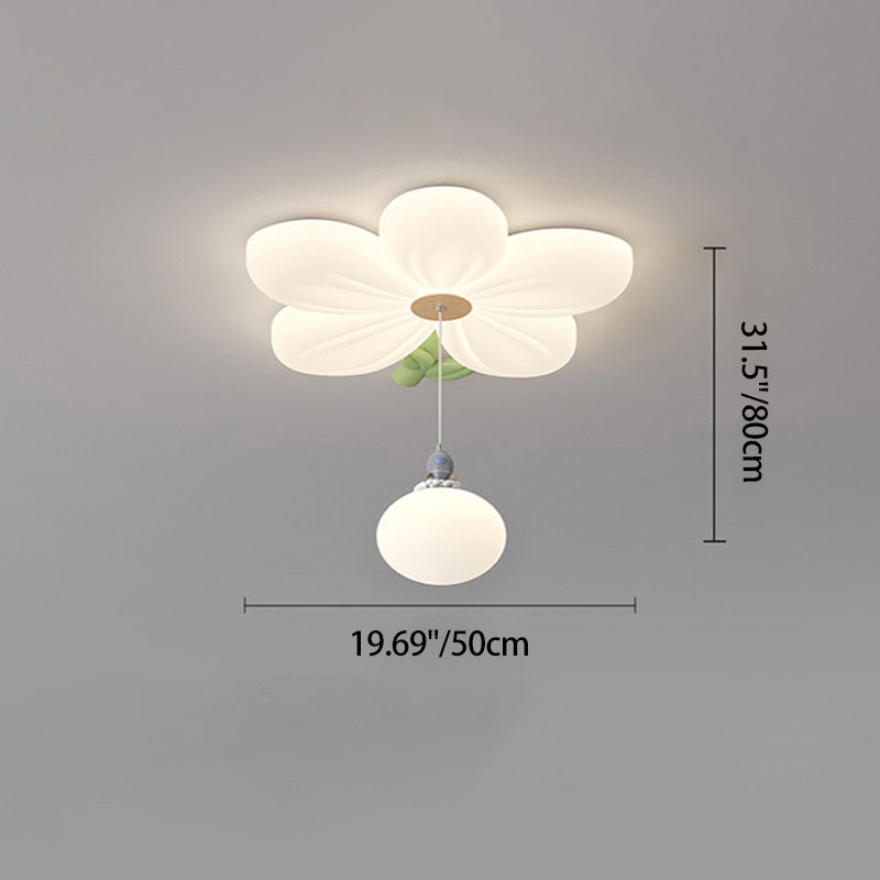 Lumendat Contemporary Creative Kids Flower Shaped Iron Plastic LED Flush Mount Ceiling Light For Bedroom Lumendat