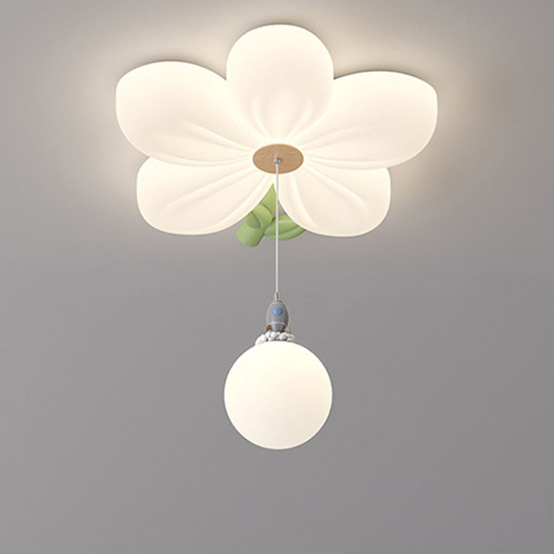 Lumendat Contemporary Creative Kids Flower Shaped Iron Plastic LED Flush Mount Ceiling Light For Bedroom Lumendat