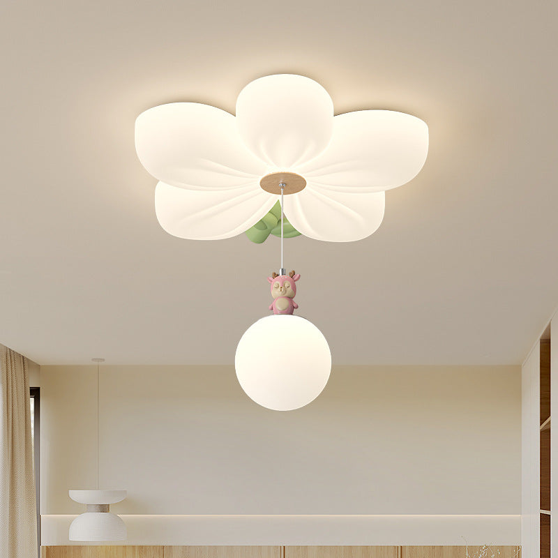 Lumendat Contemporary Creative Kids Flower Shaped Iron Plastic LED Flush Mount Ceiling Light For Bedroom Lumendat