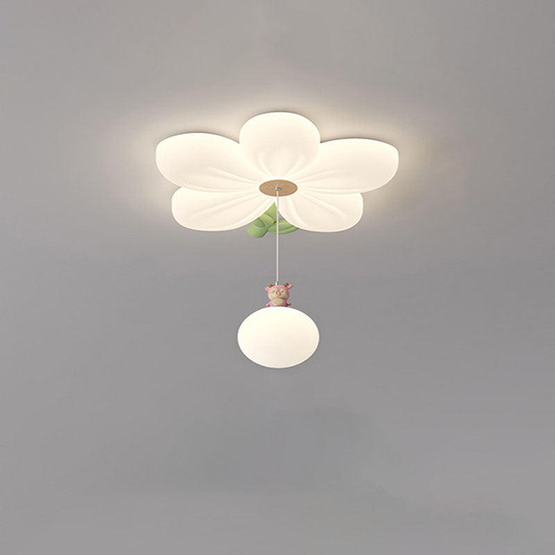 Lumendat Contemporary Creative Kids Flower Shaped Iron Plastic LED Flush Mount Ceiling Light For Bedroom Lumendat