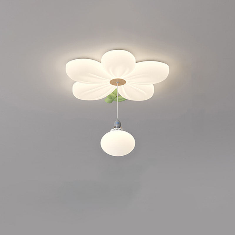 Lumendat Contemporary Creative Kids Flower Shaped Iron Plastic LED Flush Mount Ceiling Light For Bedroom Lumendat