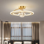 Traditional Luxury Planet Shape Glass Iron Acrylic LED Semi-flush Mount Ceiling Light for Bedroom
