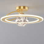 Traditional Luxury Planet Shape Glass Iron Acrylic LED Semi-flush Mount Ceiling Light for Bedroom