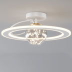 Traditional Luxury Planet Shape Glass Iron Acrylic LED Semi-flush Mount Ceiling Light for Bedroom