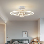 Traditional Luxury Planet Shape Glass Iron Acrylic LED Semi-flush Mount Ceiling Light for Bedroom