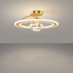 Traditional Luxury Planet Shape Glass Iron Acrylic LED Semi-flush Mount Ceiling Light for Bedroom