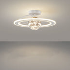 Traditional Luxury Planet Shape Glass Iron Acrylic LED Semi-flush Mount Ceiling Light for Bedroom