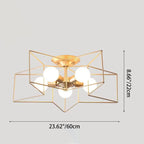 Contemporary Creative Pentagram Iron 5-light Semi-flush Mount Ceiling Light for Living Room