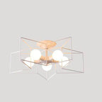 Contemporary Creative Pentagram Iron 5-light Semi-flush Mount Ceiling Light for Living Room