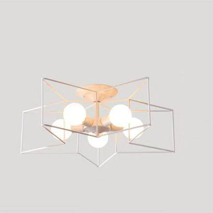 Contemporary Creative Pentagram Iron 5-light Semi-flush Mount Ceiling Light for Living Room