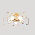 Contemporary Creative Pentagram Iron 5-light Semi-flush Mount Ceiling Light for Living Room