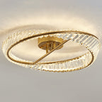 Traditional Luxury Ring Metal Crystal LED Semi-flush Mount Ceiling Light for Bedroom