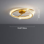 Traditional Luxury Ring Metal Crystal LED Semi-flush Mount Ceiling Light for Bedroom