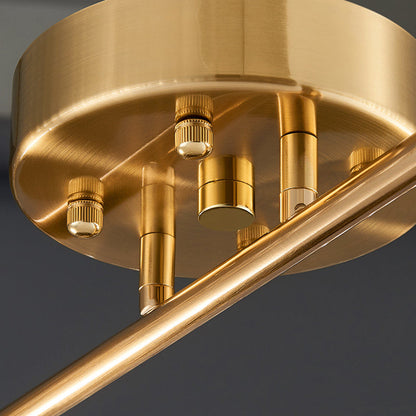 Traditional Luxury Ring Metal Crystal LED Semi-flush Mount Ceiling Light for Bedroom