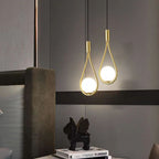 Modern Simplicity Teardrop Oval Iron Glass 1/2-Light Pendant Light For Bedroom