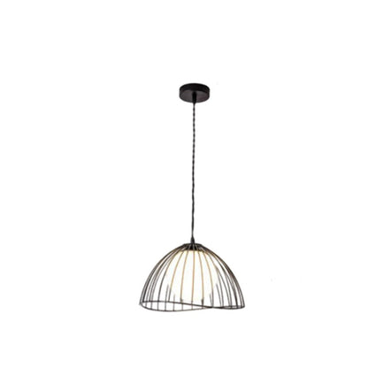 Traditional Vintage Line Iron Glass 1-Light Pendant Light For Dining Room