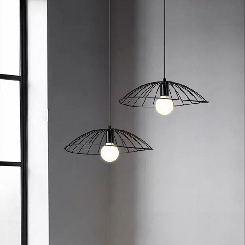 Traditional Vintage Line Iron Glass 1-Light Pendant Light For Dining Room