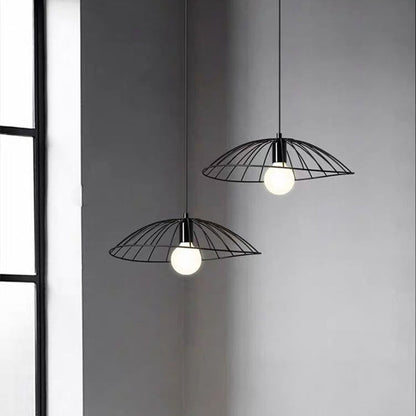 Traditional Vintage Line Iron Glass 1-Light Pendant Light For Dining Room